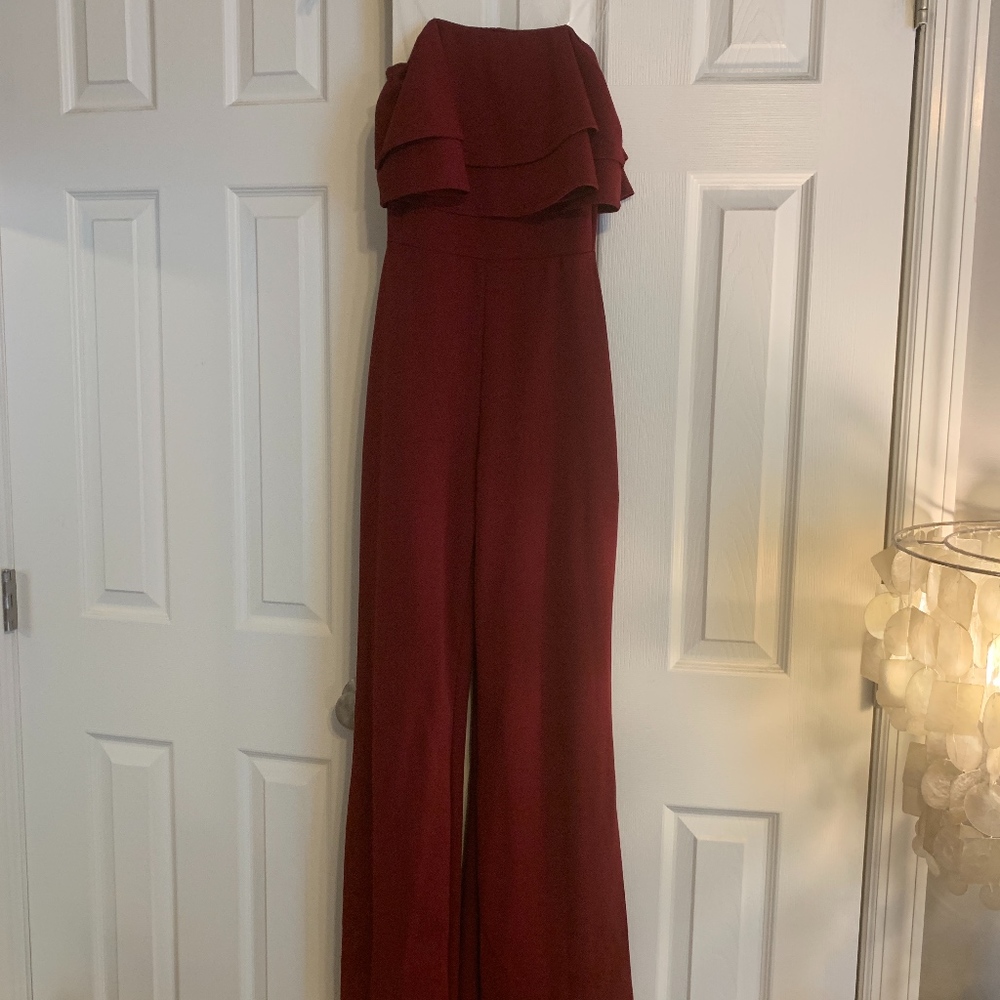 Burgundy Strapless Jumpsuit